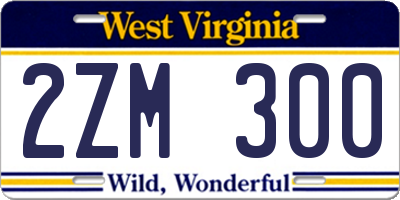 WV license plate 2ZM300