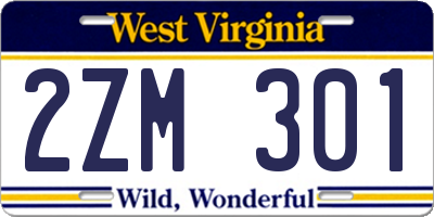 WV license plate 2ZM301