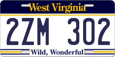 WV license plate 2ZM302