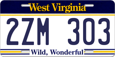 WV license plate 2ZM303