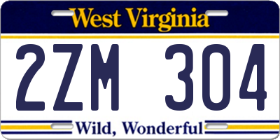 WV license plate 2ZM304