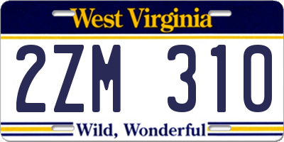WV license plate 2ZM310