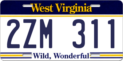 WV license plate 2ZM311