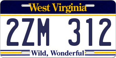 WV license plate 2ZM312