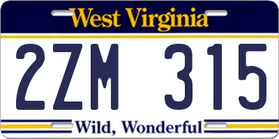 WV license plate 2ZM315