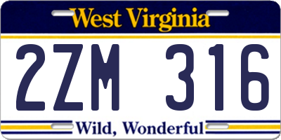 WV license plate 2ZM316