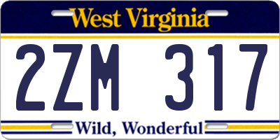 WV license plate 2ZM317