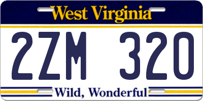 WV license plate 2ZM320