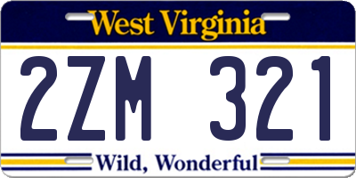 WV license plate 2ZM321
