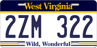 WV license plate 2ZM322