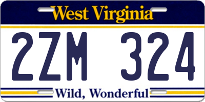 WV license plate 2ZM324