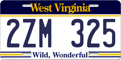 WV license plate 2ZM325