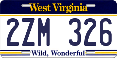 WV license plate 2ZM326
