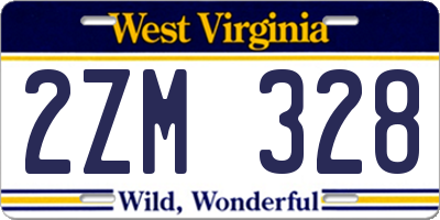 WV license plate 2ZM328