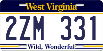 WV license plate 2ZM331