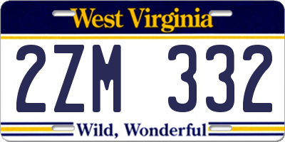 WV license plate 2ZM332