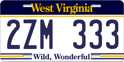 WV license plate 2ZM333
