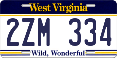 WV license plate 2ZM334