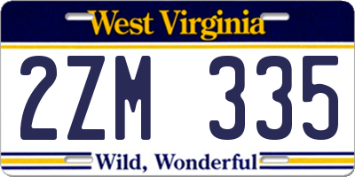 WV license plate 2ZM335