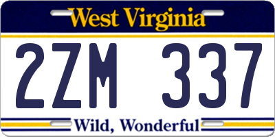 WV license plate 2ZM337