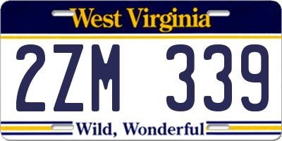 WV license plate 2ZM339