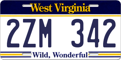 WV license plate 2ZM342
