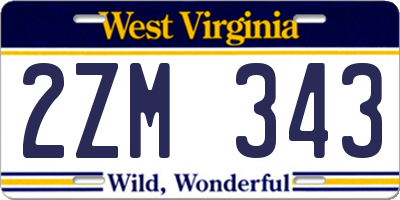 WV license plate 2ZM343