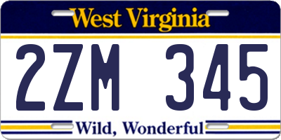 WV license plate 2ZM345