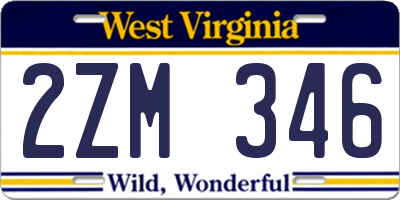 WV license plate 2ZM346