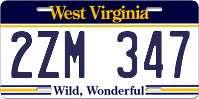 WV license plate 2ZM347