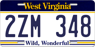 WV license plate 2ZM348