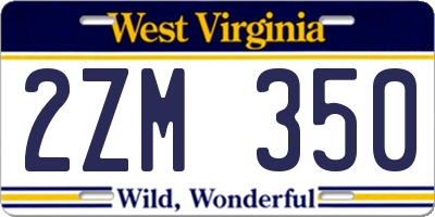 WV license plate 2ZM350