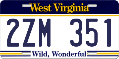 WV license plate 2ZM351