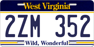 WV license plate 2ZM352