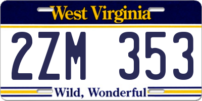 WV license plate 2ZM353