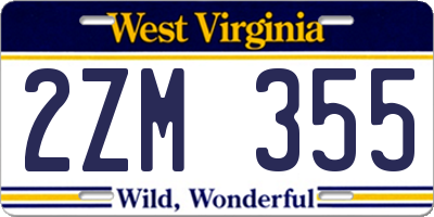 WV license plate 2ZM355