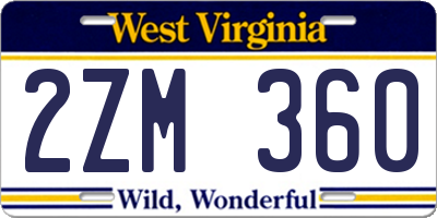 WV license plate 2ZM360