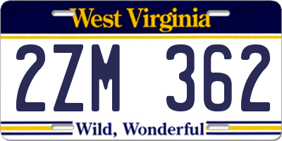 WV license plate 2ZM362