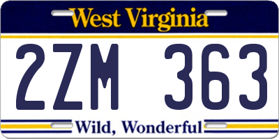 WV license plate 2ZM363