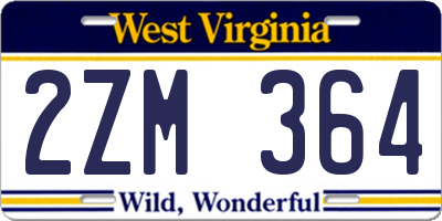WV license plate 2ZM364
