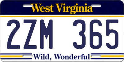 WV license plate 2ZM365