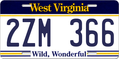 WV license plate 2ZM366
