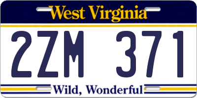 WV license plate 2ZM371