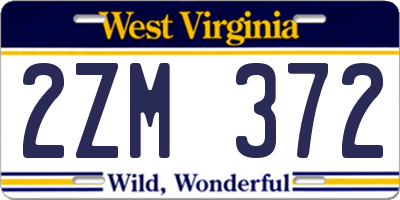 WV license plate 2ZM372