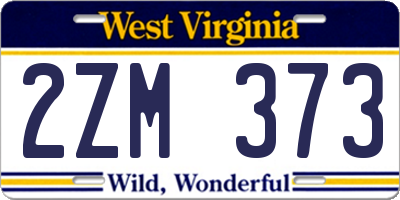 WV license plate 2ZM373