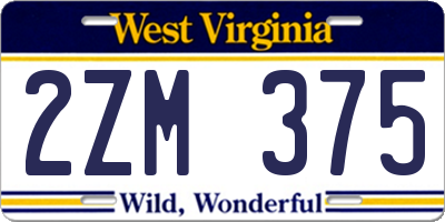 WV license plate 2ZM375
