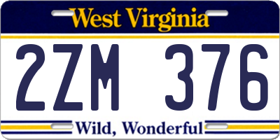 WV license plate 2ZM376