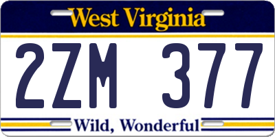 WV license plate 2ZM377