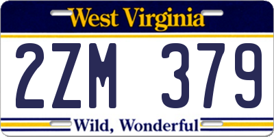 WV license plate 2ZM379