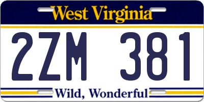 WV license plate 2ZM381